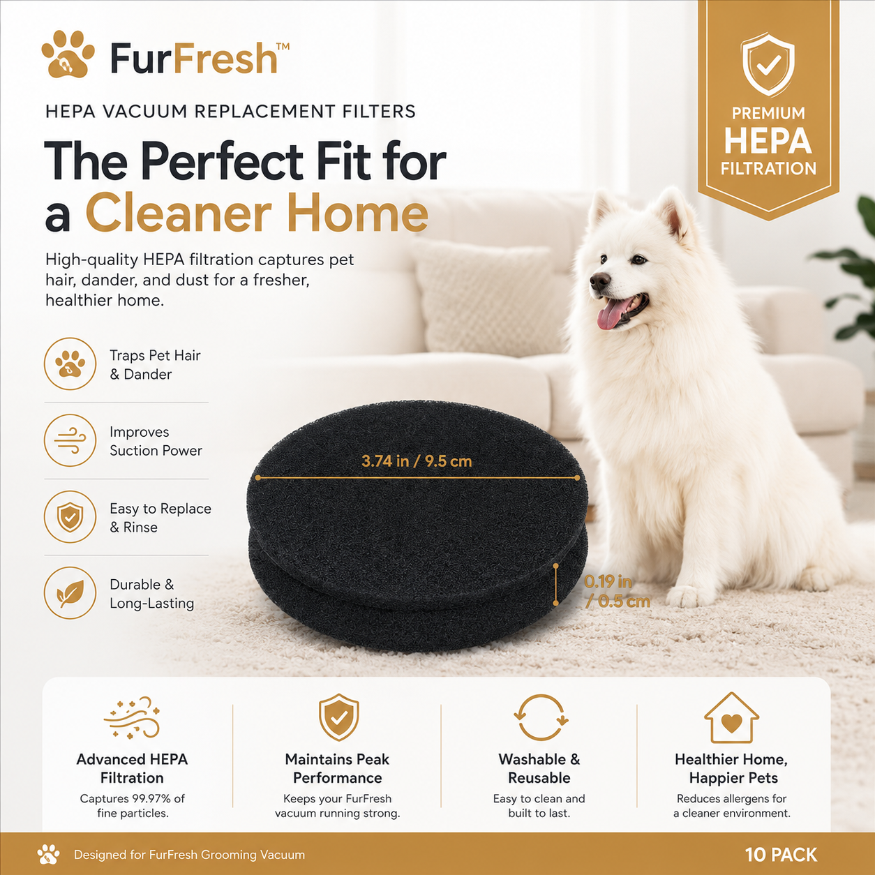 FurFresh™ 10Pcs HEPA Replacement Vacuum Filters