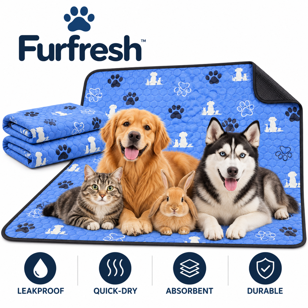 FurFresh™ Premium Washable Pet Pee Pads | 2 Pack