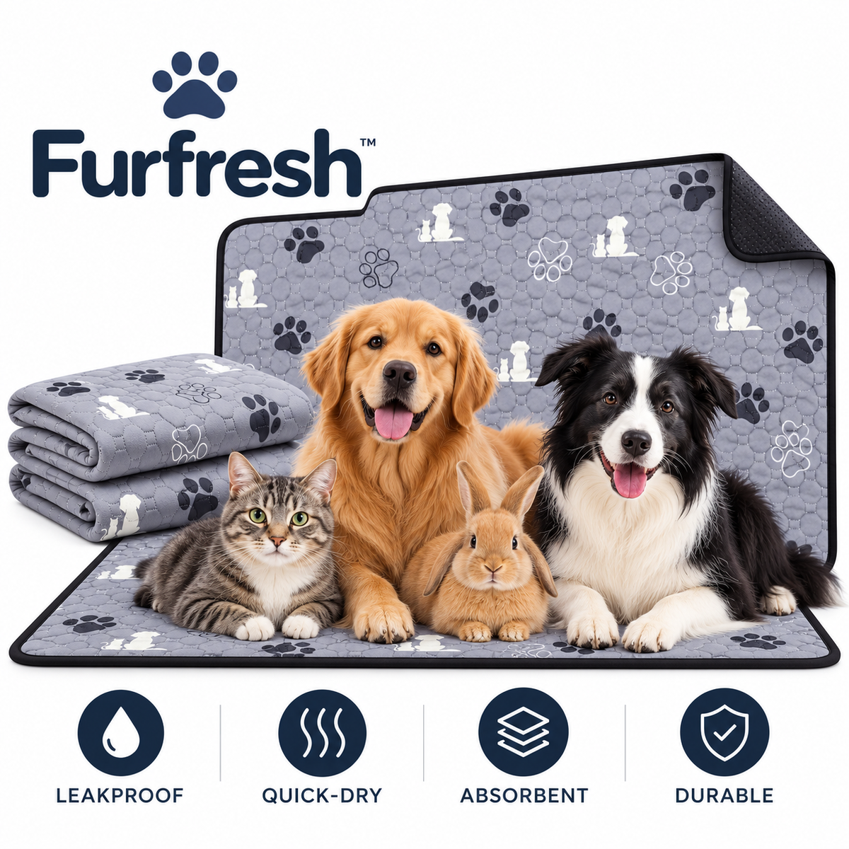 FurFresh™ Premium Washable Pet Pee Pads | 2 Pack