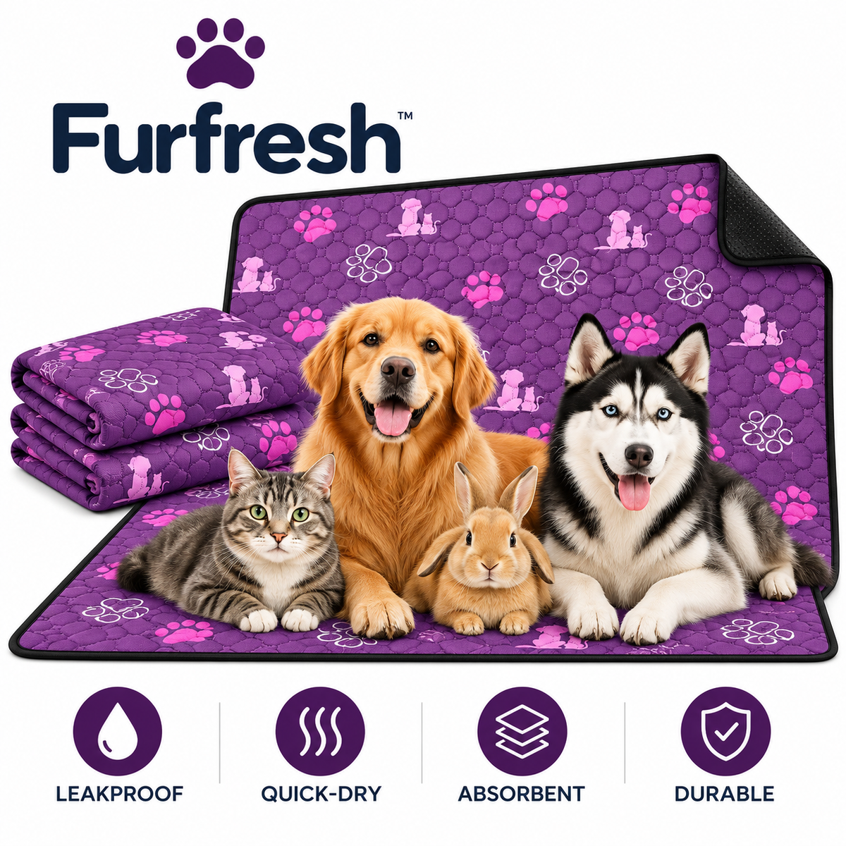 FurFresh™ Premium Washable Pet Pee Pads | 2 Pack