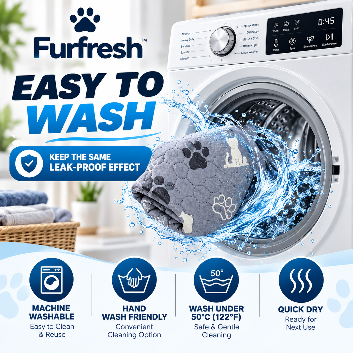 FurFresh™ Premium Washable Pet Pee Pads | 2 Pack